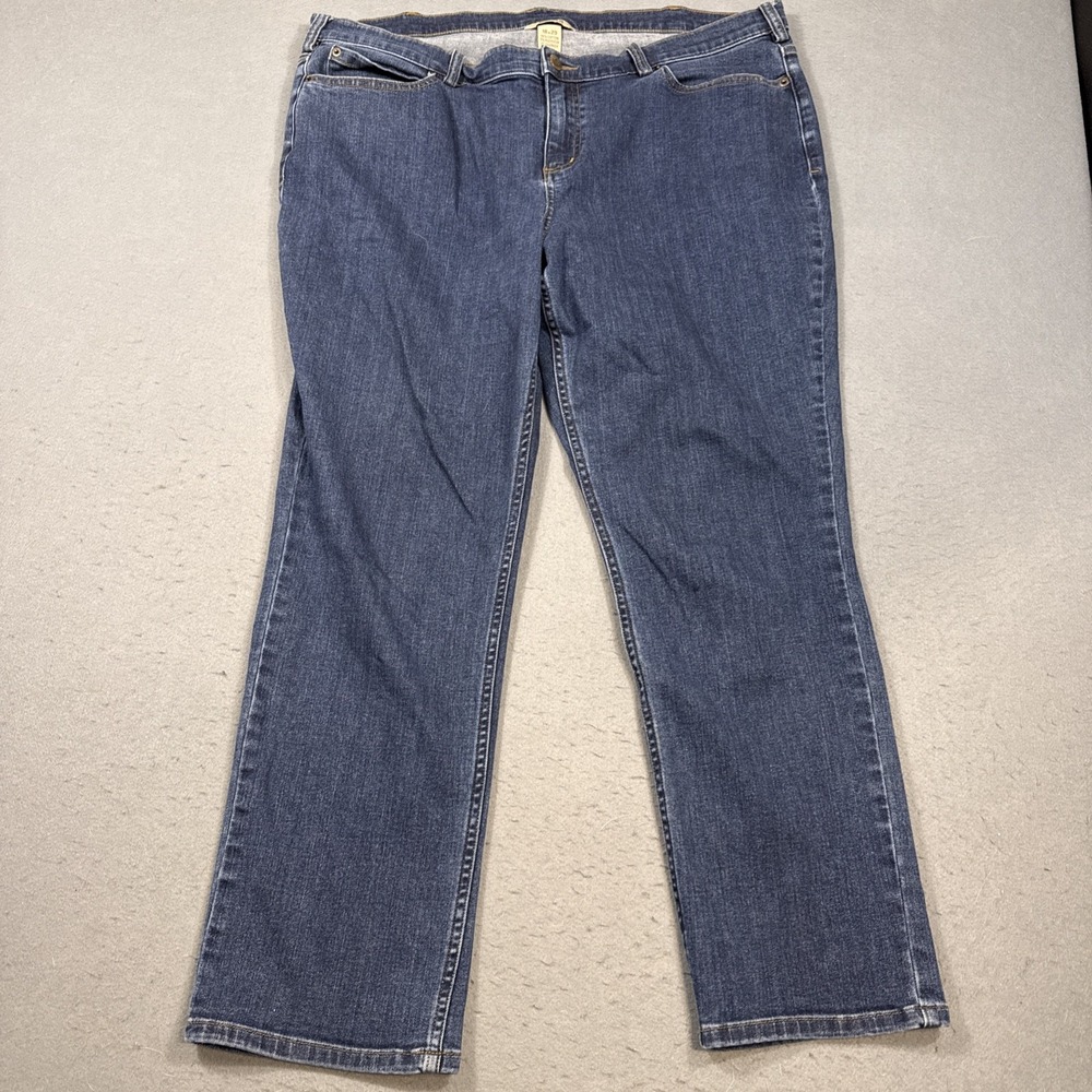 Duluth Trading Co Womens Size 18 Regular Bootcut Jeans Blue Denim Stretch 36x29